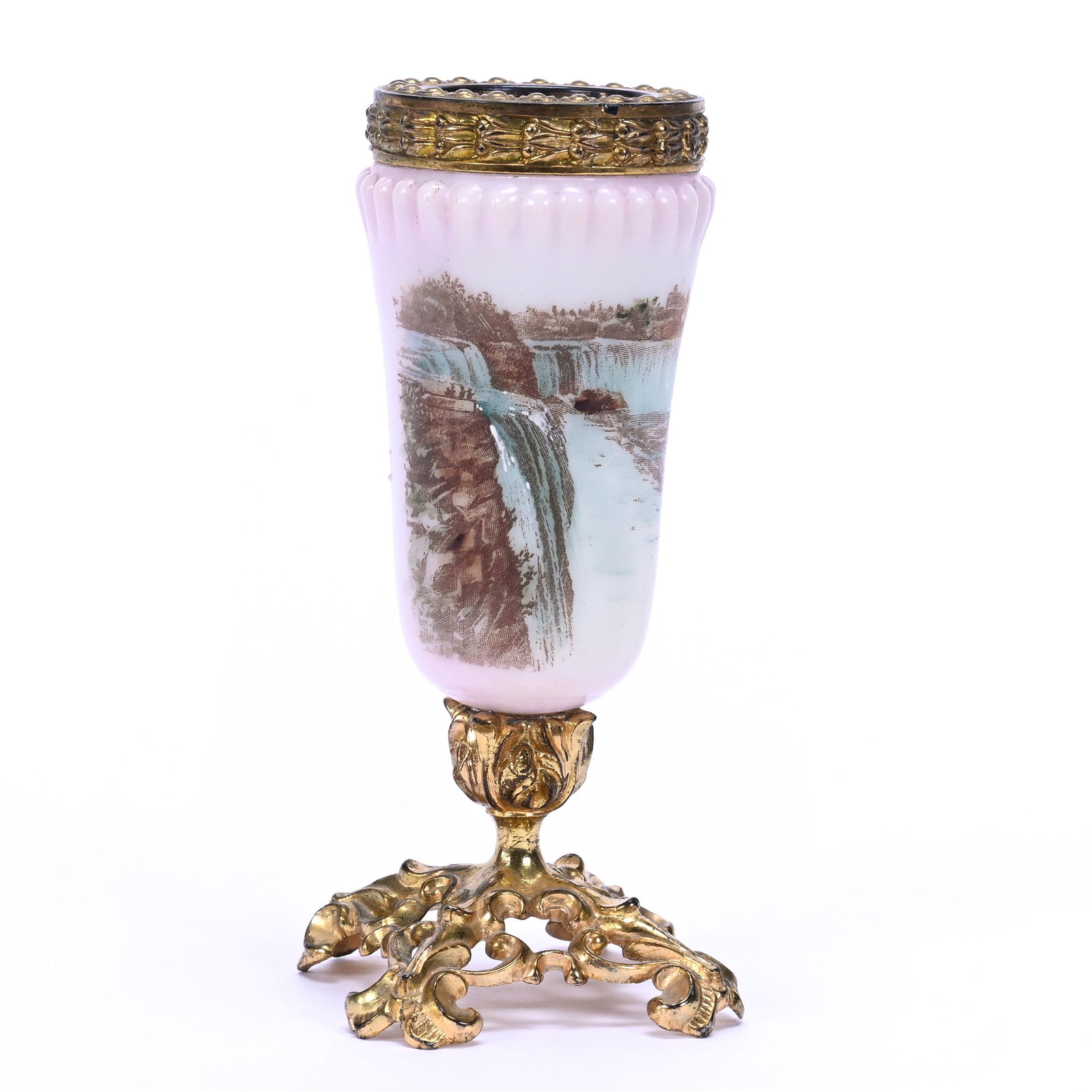 Pedestal Vase, Unmarked Wave Crest, Rare Niagara Falls Scenic Decor (1 of 3)