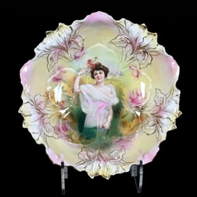 Bowl, Unmarked R.S. Prussia, Iris Mold, Summer Season Portrait Decor