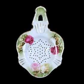 Tea Strainer Marked R.S. Prussia, Green And White Tones