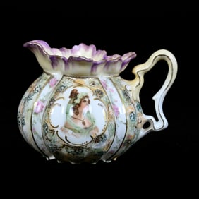 Creamer, Unmarked R.S. Prussia, Colorful Sponge Background