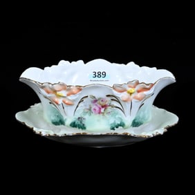 Gravy Boat With Attached Underplate, Unmarked R.S. Prussia
