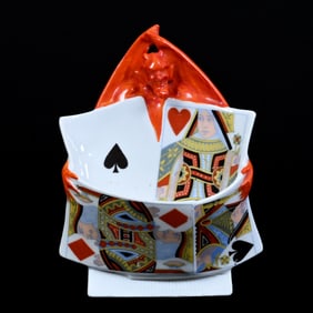 Match Holder With Striker, Royal Bayreuth Blue Mark, Devil And Cards