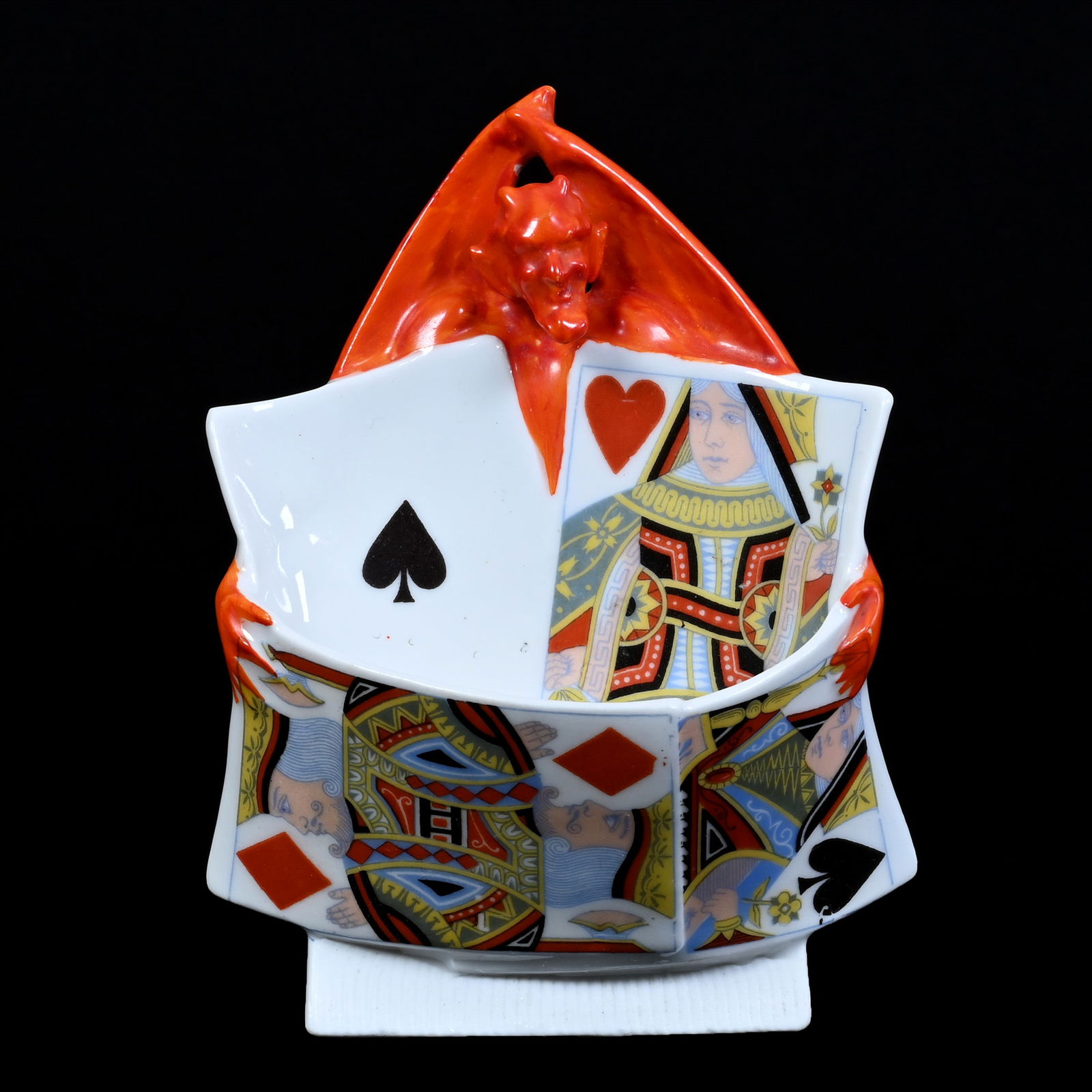 Match Holder With Striker, Royal Bayreuth Blue Mark, Devil And Cards (1 of 2)