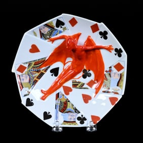 Candy Dish, Royal Bayreuth Blue Mark, Devil And Cards