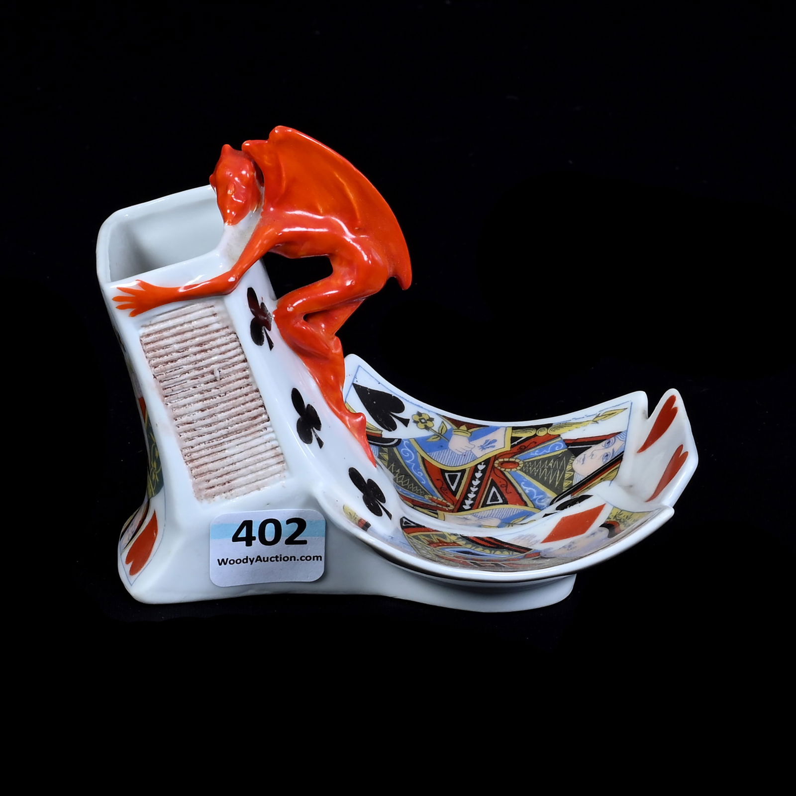 Match Box Holder/Striker/Ash Tray, Royal Bayreuth Blue Mark, Devil And Cards (1 of 4)