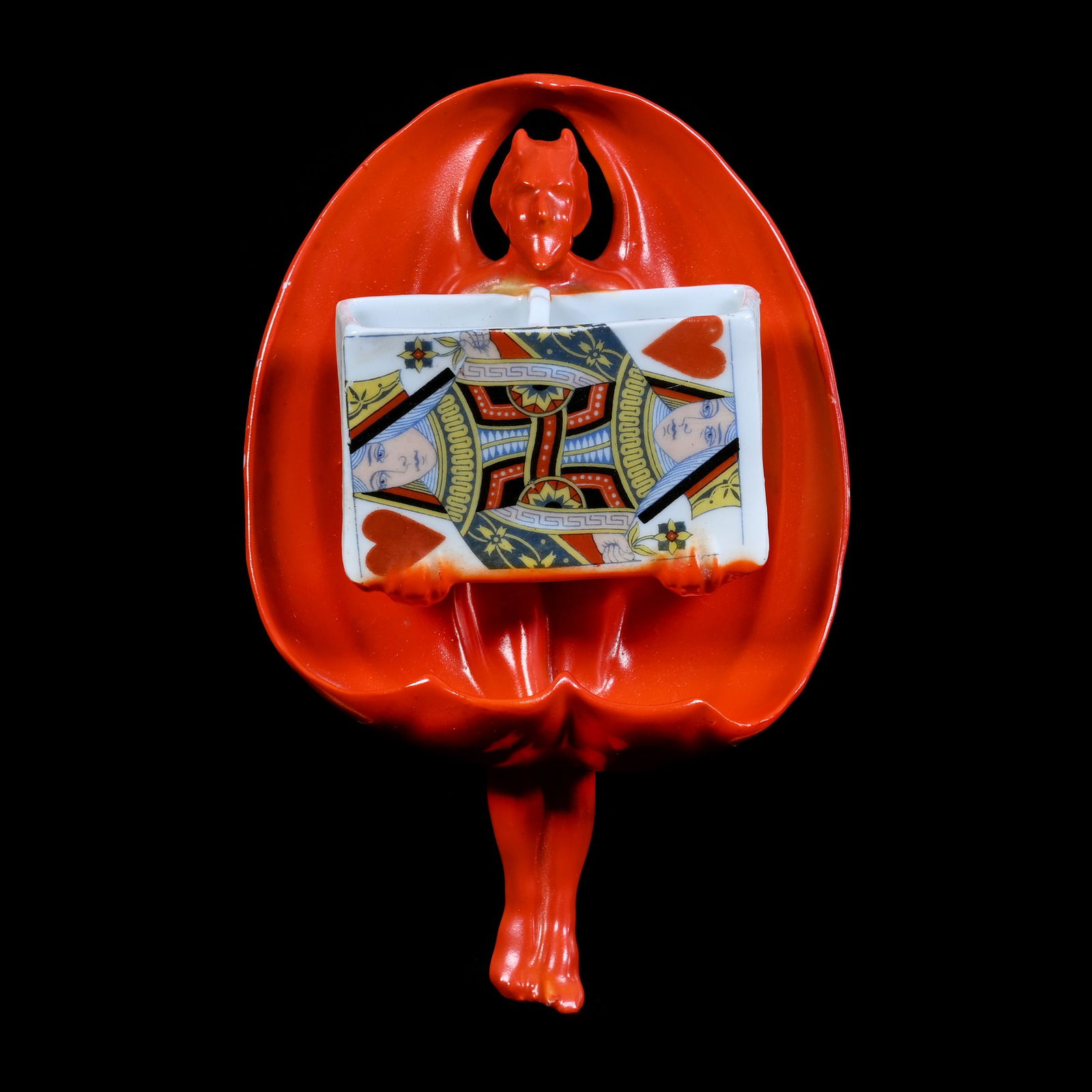 Wall Full Figure Match Holder, Royal Bayreuth, Devil And Cards (1 of 3)