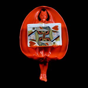 Wall Full Figure Match Holder, Royal Bayreuth, Devil And Cards