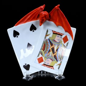 Ash Tray, Royal Bayreuth Blue Mark, Devil And Cards