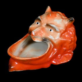 Devil's Head Ash Tray, Royal Bayreuth Green Mark
