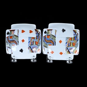 (2) Card Trays, Unmarked Royal Bayreuth, Devil And Cards (No Devils)