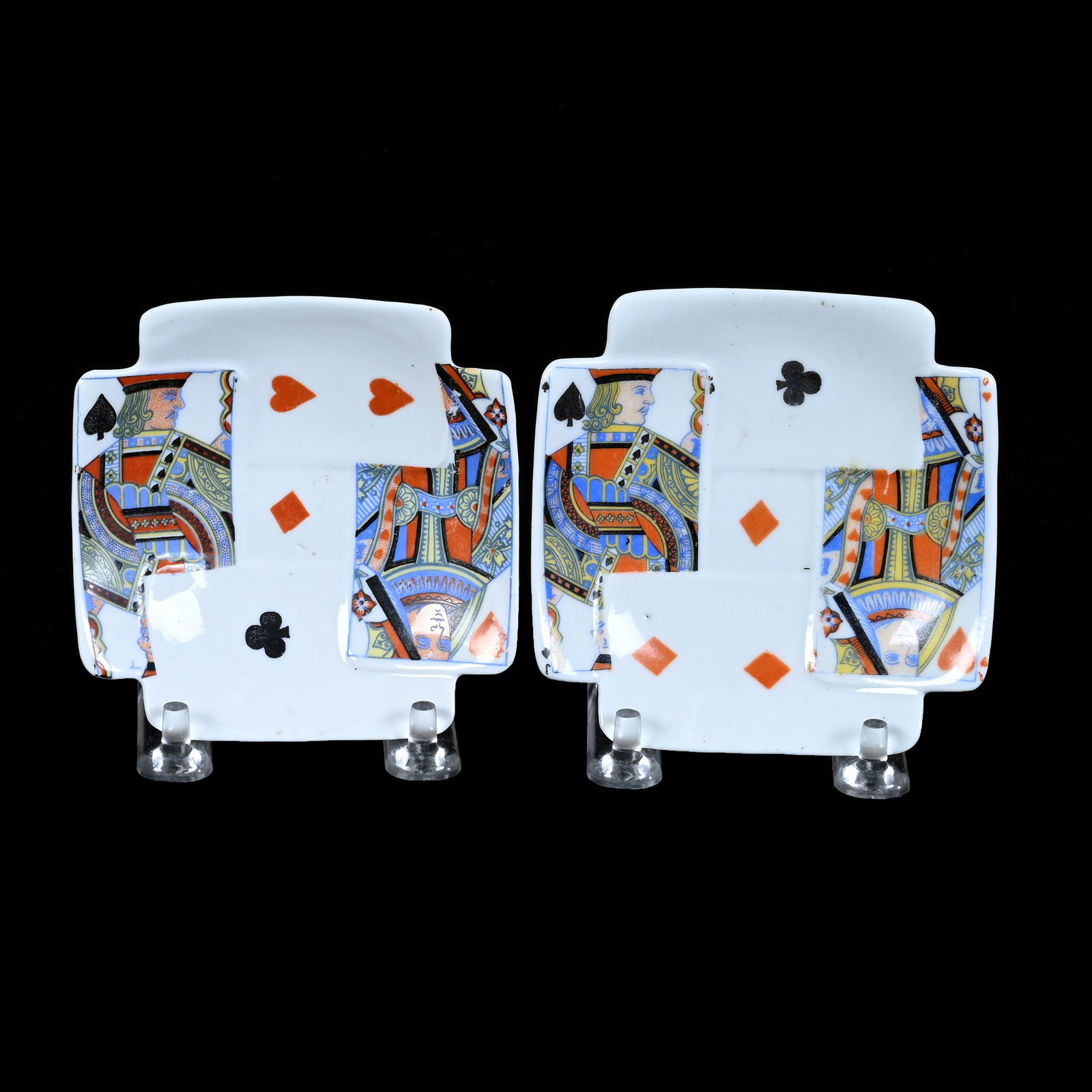 (2) Card Trays, Unmarked Royal Bayreuth, Devil And Cards (No Devils) (1 of 2)