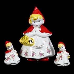 Three Items Marked Mccoy Pottery, Little Red Riding Hood, Circa 1990's