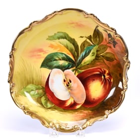 Plaque Marked Coronet Limoges, Hand Painted Apple Decor, Artist Signed