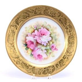 Plate Marked Haviland Limoges, Hand Painted Pink Rose Decor