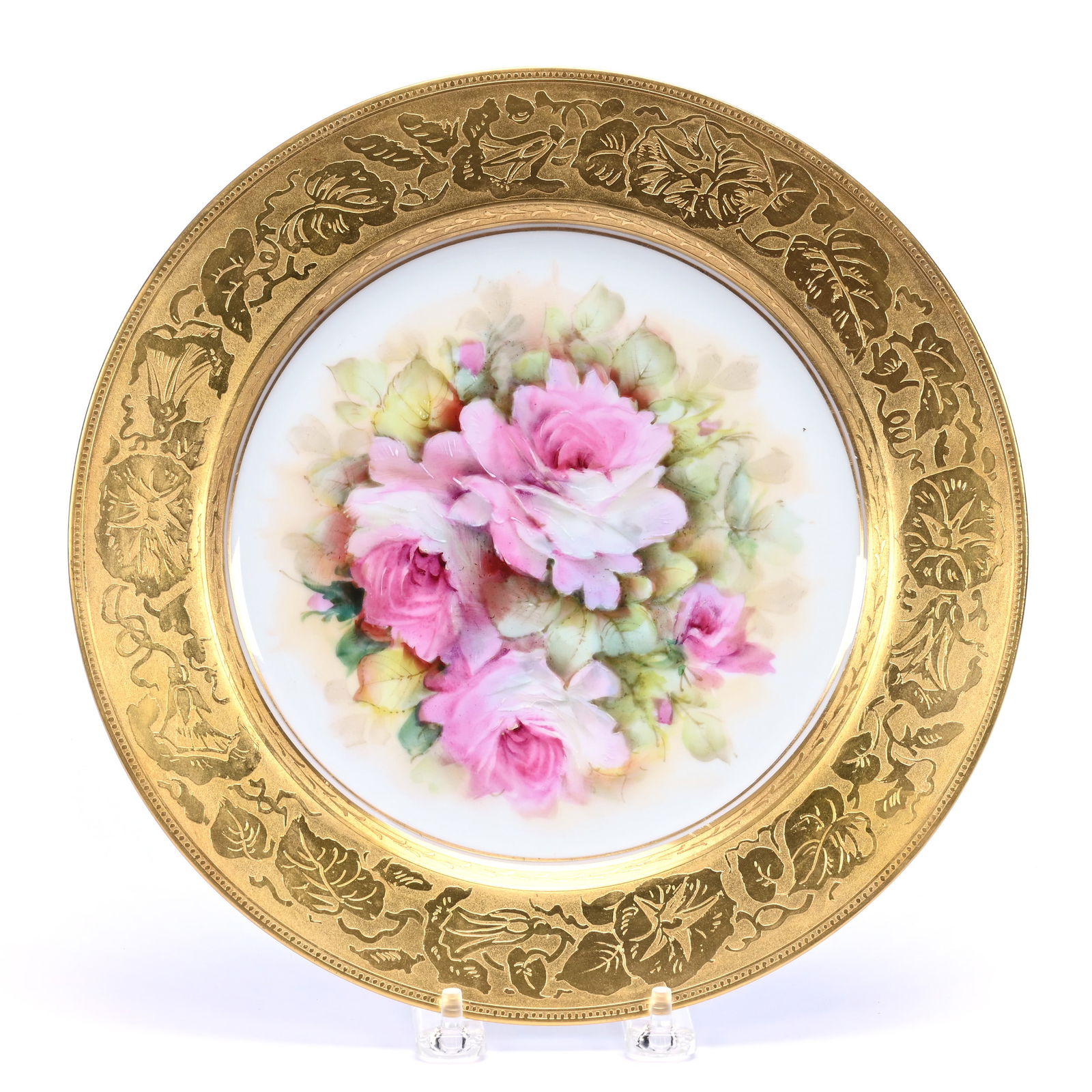 Plate Marked Haviland Limoges, Hand Painted Pink Rose Decor Attributed To Mary Blanche Lenzi (1 of 2)