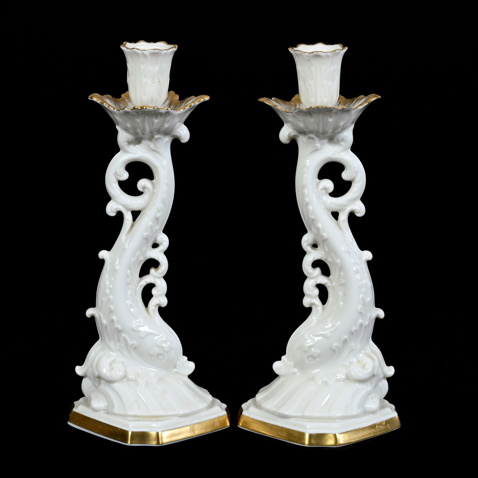 Pair Candlesticks Marked Lenox, Figural Dolphin Stems (1 of 3)