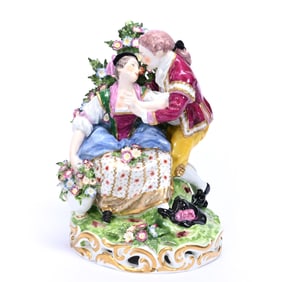 Figural Group Marked Crown Derby, Classic Courting Scene