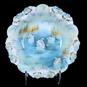 Bowl, Unmarked R.S. Prussia, Icicle Mold, Swan Scenic Decor