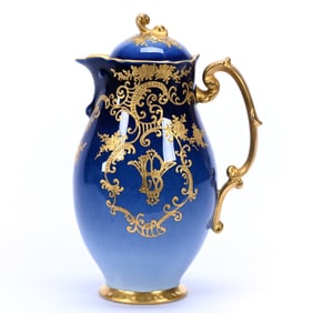 Chocolate Pot Marked J.P. Limoges, Beautiful Cobalt Blue