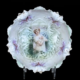 Bowl Marked R.S. Prussia, Iris Mold, Winter Season Portrait