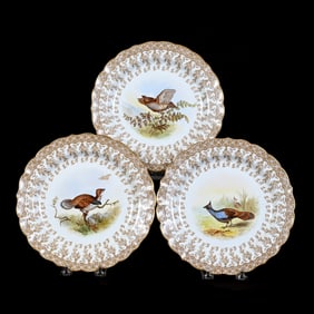 (3) Plates Marked Royal Worcester Bitreous, Made For Shreve & Company, San Francisco