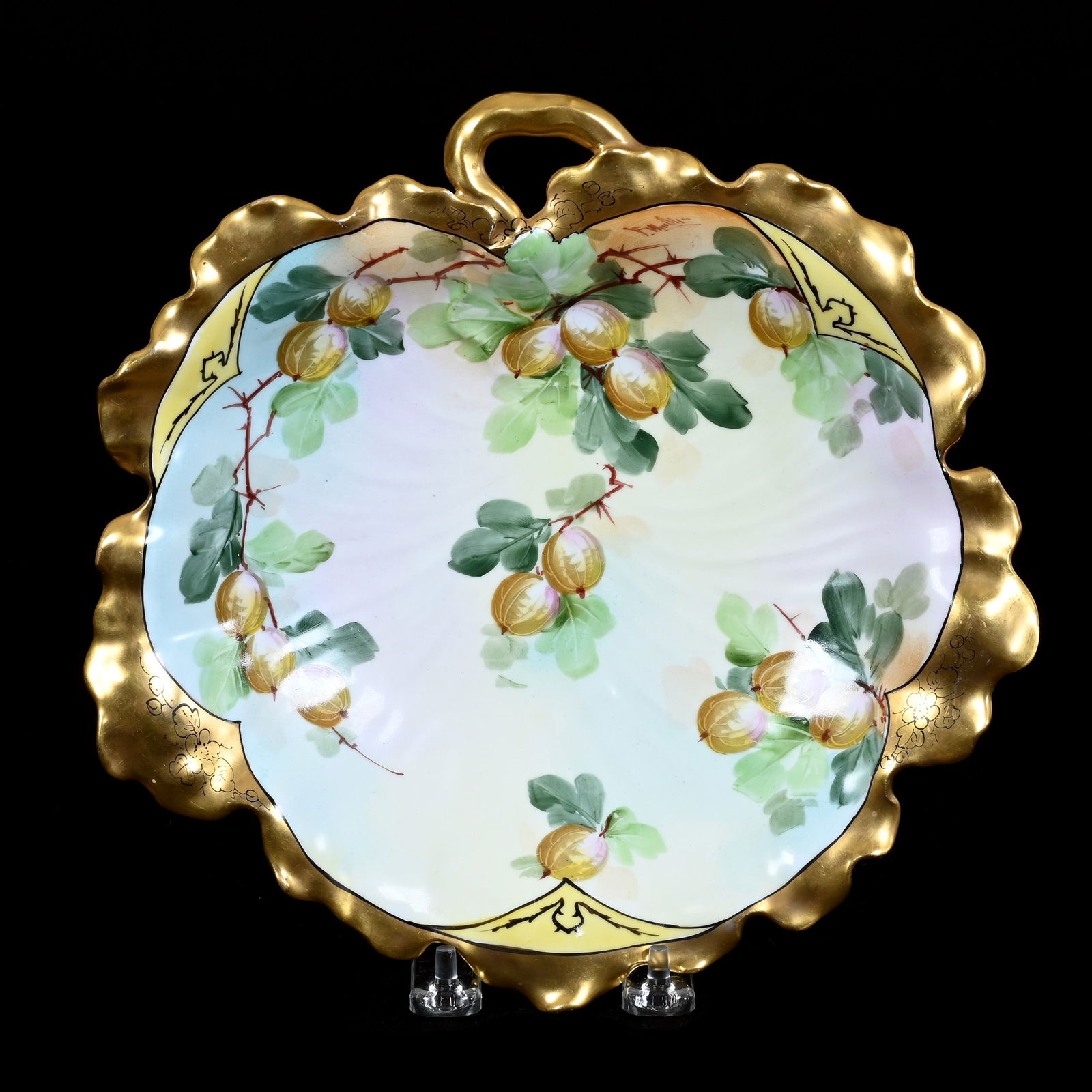 Bowl, Leaf Shape, Marked Pickard, Gooseberry Decor (1 of 3)