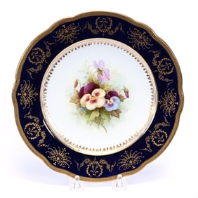 Plate Marked Coalport, Hand Painted Pansy Decor, Artist Signed Howard