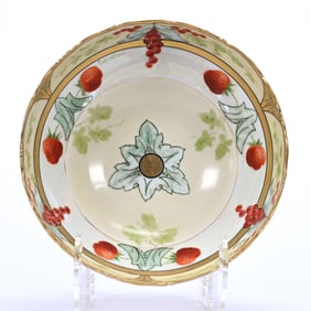 Bowl Marked Brauer Studio, Cream Tones With Strawberry And Currant Decor