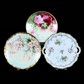 (3) Plates, Various Floral Patterns