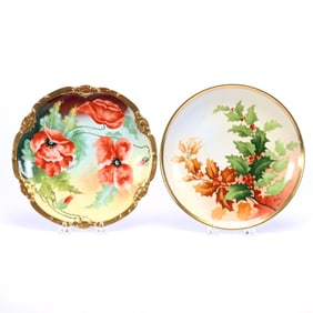 (2) Plates Marked Coronet Limoges, Hand Painted
