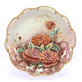 Charger Marked Hutschenreuther, Yellow And Brown Tones, Chrysanthemum Decor