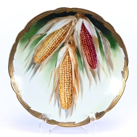 Charger Marked Bavaria, Hand Painted Ears Of Corn Decor, Artist Signed