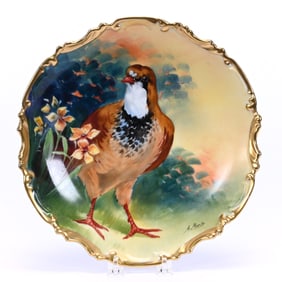 Plaque Marked Coronet Limoges, Hand Painted Game Bird Decor