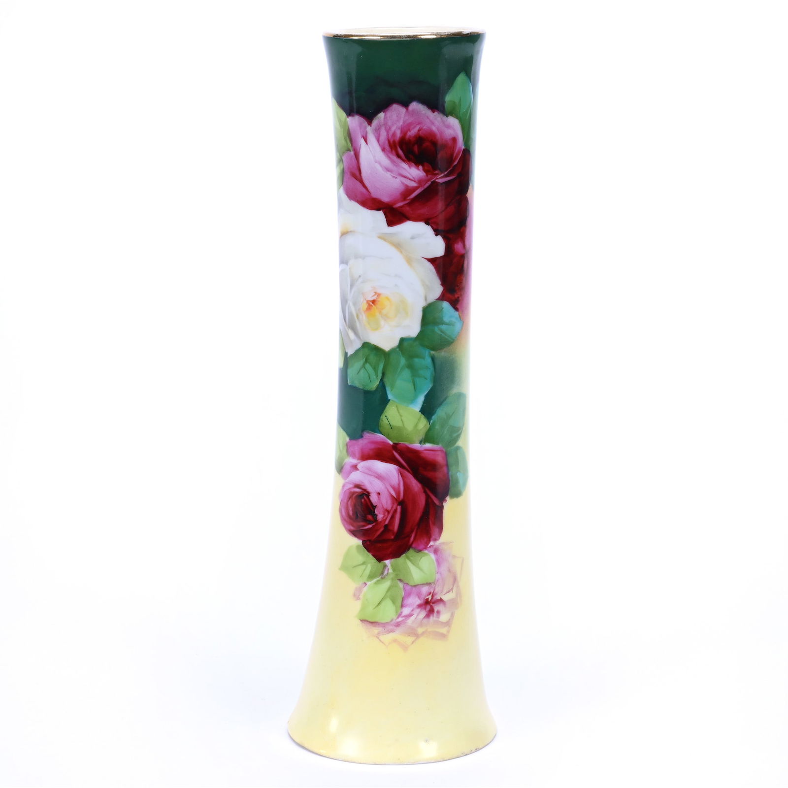 Vase Marked Vienna Austria, Green And Yellow Tones, Chrysanthemum Decor (1 of 3)