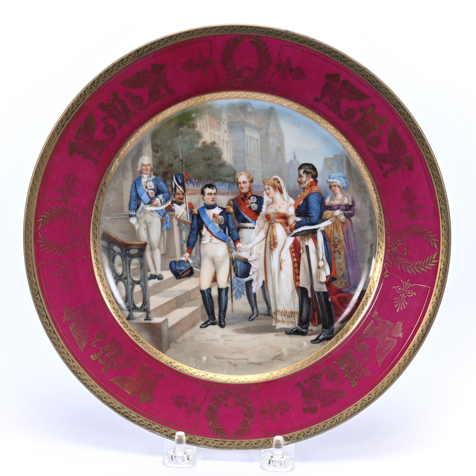 Plate Marked Austria, Napoleon Crown Mark, Scene Of Wedding: Plate Marked Austria, Napoleon Crown Mark, Scene Of Wedding, 9.5", Illinois Private Collection.