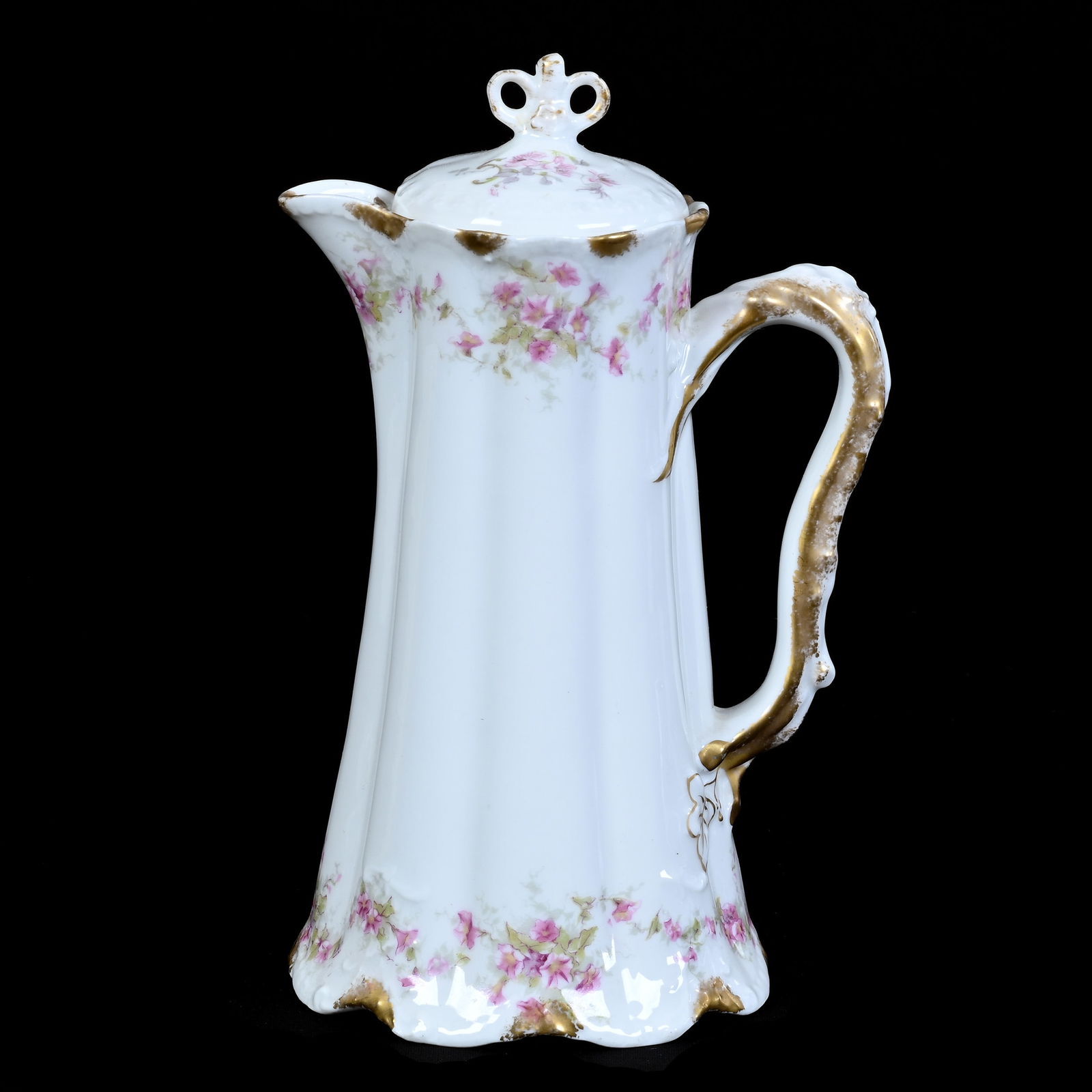 Chocolate Pot, Marked Theodore Haviland Limoges, White With Pink Floral Decor, Gold Trim Highlights (1 of 4)
