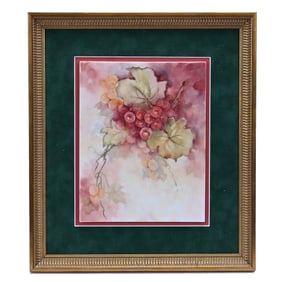 Plaque, Hand Painted Vintage Decor, Artist Signed "ME," 16" x 14" Frame