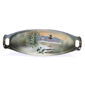 Serving Tray Marked R.S. Germany, Snowbird Scenic Decor