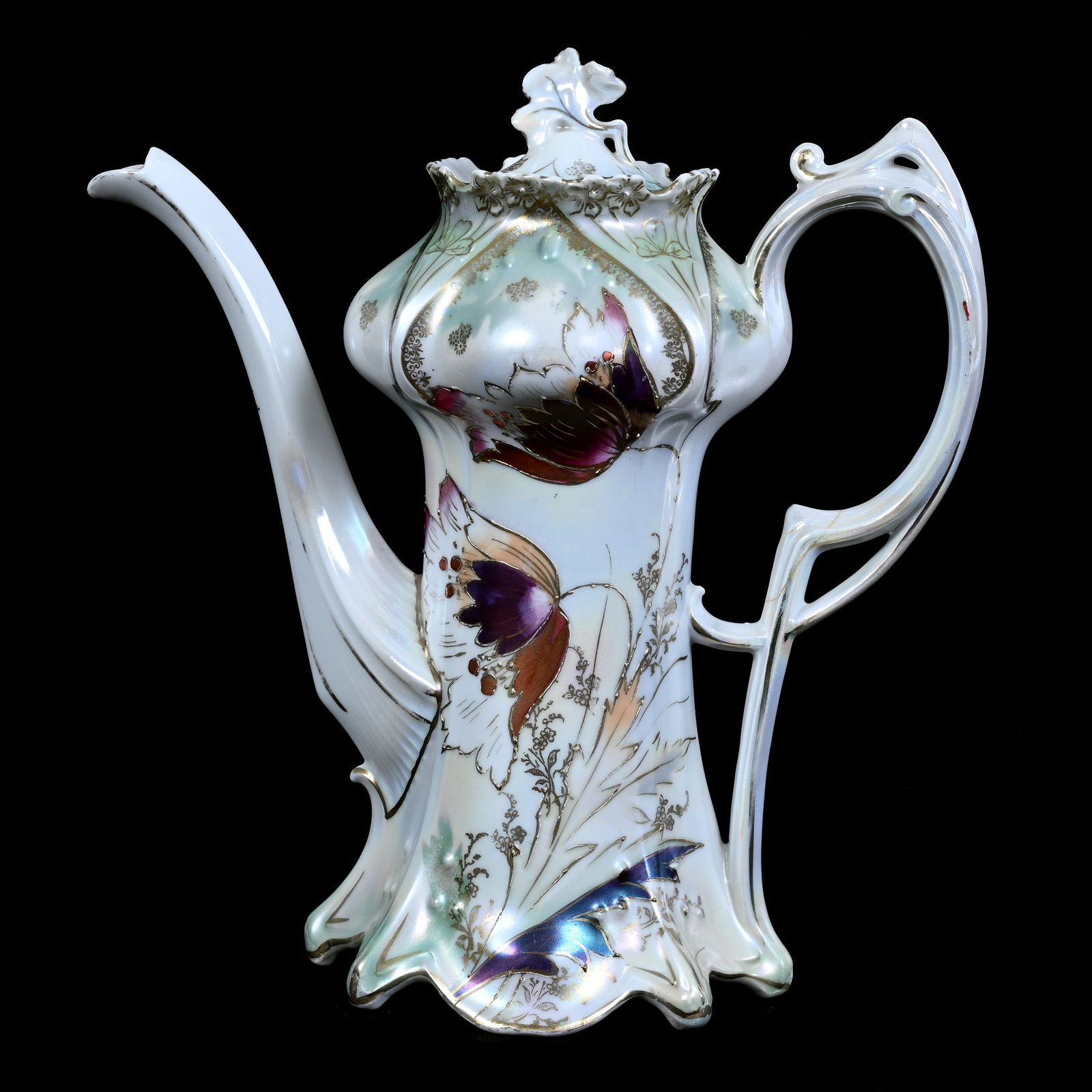 Coffee Pot, Unmarked R.S. Prussia, Point and Clover Mold (1 of 5)