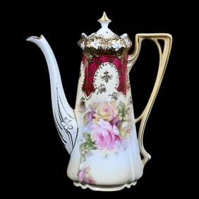 Coffee Pot, Unmarked R.S. Prussia, Point and Clover Mold