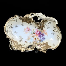 Bread Tray, Unmarked R.S. Prussia, Poppy Mold, Cream and White Tones