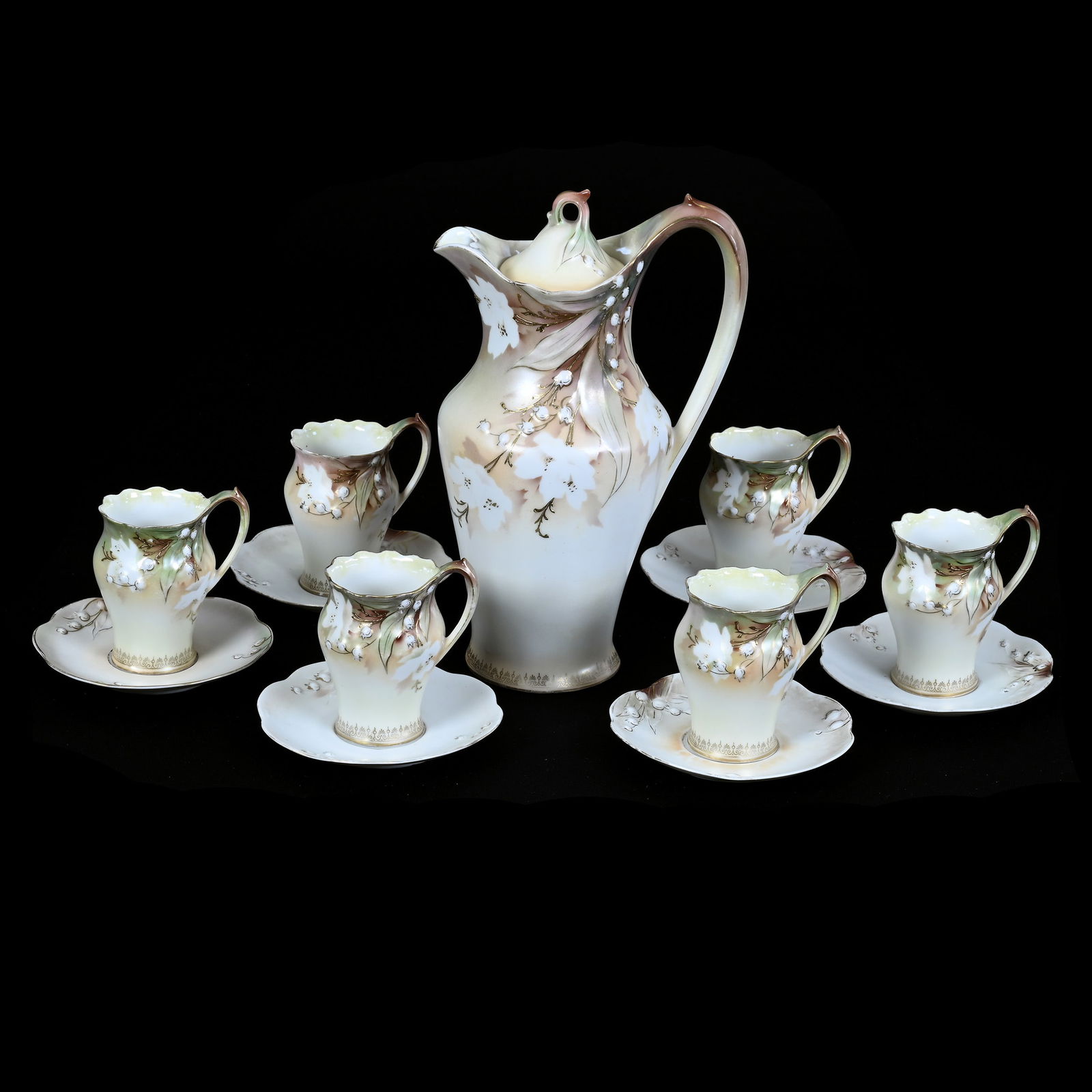 Chocolate Set, Unmarked R.S. Prussia, Lily Of Valley Mold (1 of 5)