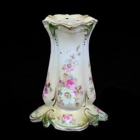 Hatpin Holder, Unmarked R.S. Prussia, Green, Cream, and White Tones