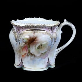 Shaving Mug Marked R.S. Prussia, White, Pink and Green Satin Finish