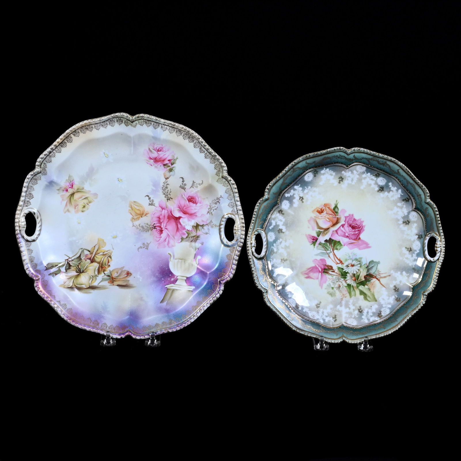 (2) Cake Plates Marked R.S. Prussia, Mold #300 (1 of 2)