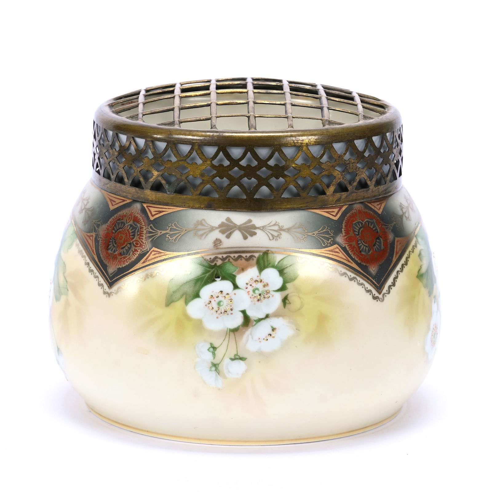 Flower Vase, Marked R.S. Poland and R.S. Germany, Yellow Tones With Gray Border (1 of 3)