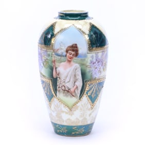 Vase, Marked R.S. Prussia, Spring Season Portrait Decor