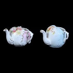 (2) Invalid Feeders, Unmarked R.S. Prussia, Floral Decor