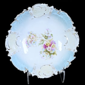 Bowl, Unmarked R.S. Prussia, Garden Gate Mold, Floral Decor