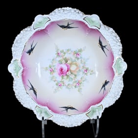 Bowl, Marked R.S. Prussia, Cream, Pink, Green, and White Tones